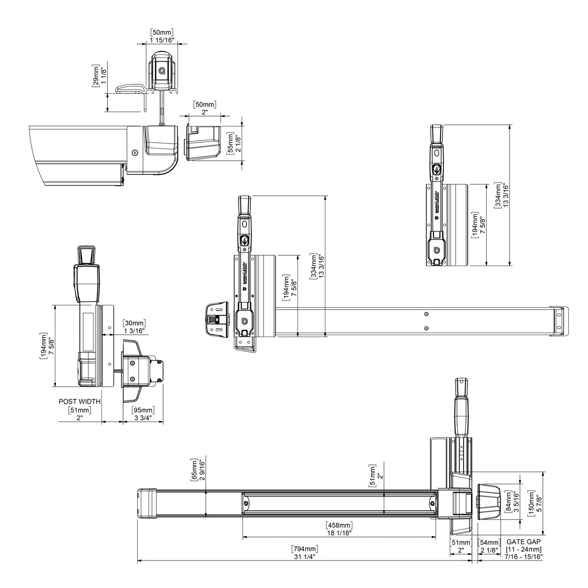 MagnaLatch®  Panic Bar + ACCESS Kit - ML3PB36RVPKA