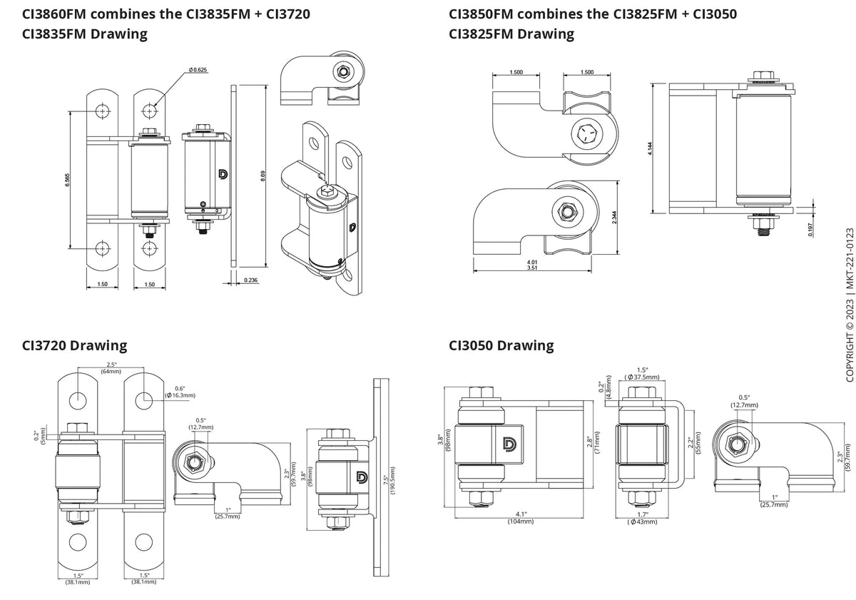 Shut-It Badass Face-Mount Bolt-On Self-Closing Hinges CI3835FM